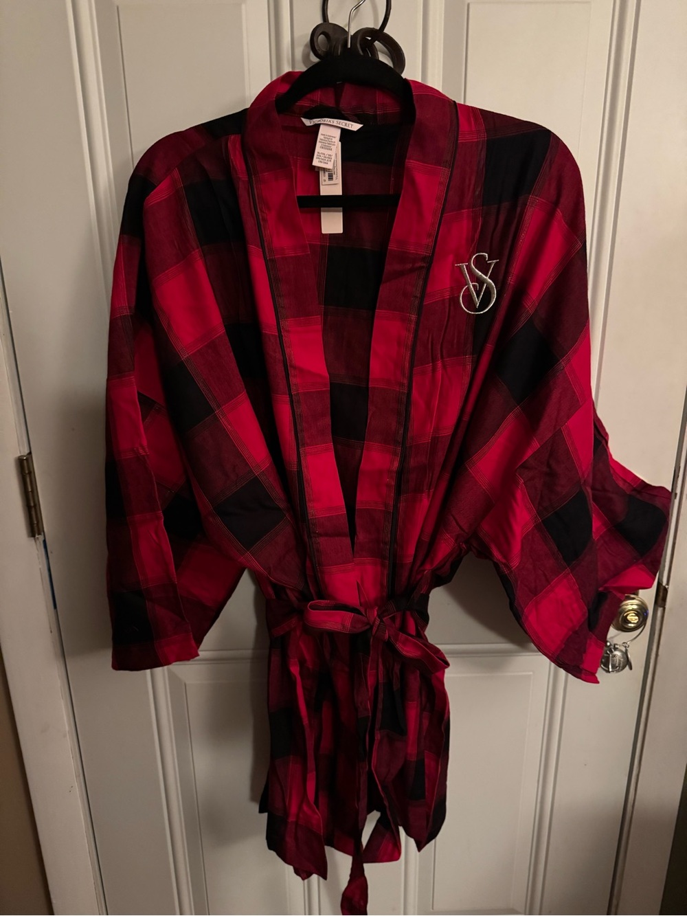Victoria's Secret Red and Black Plaid  Short Robe